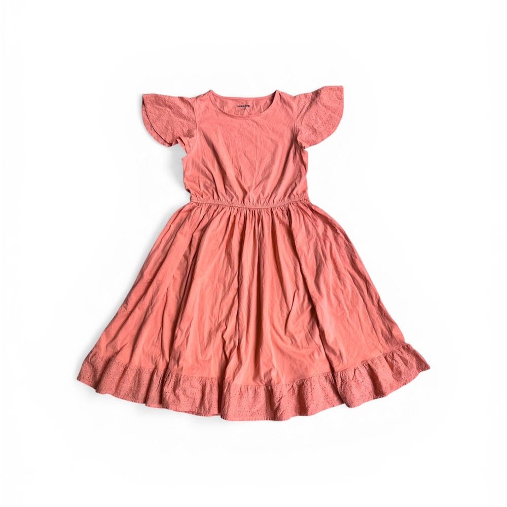 Girl’s Lands End Pale Coral Fluffer Sleeve Dress Size 14